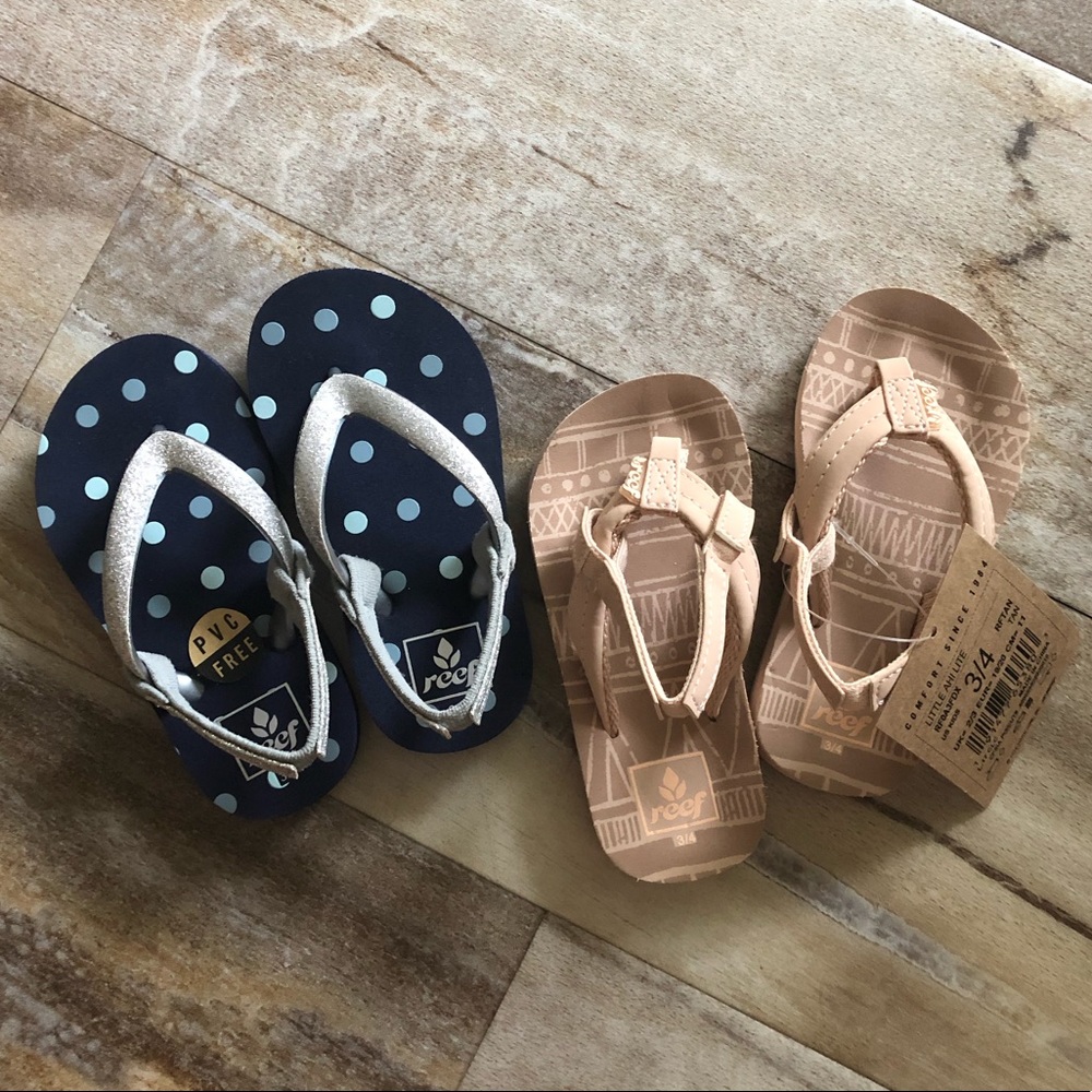 NWT toddler girls Reef flip flops bundle
